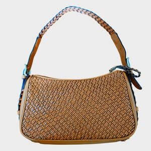 Talbots Tan Woven Leather Shoulder‎ Bag Braided Strap Classic Boho Hobo Purse